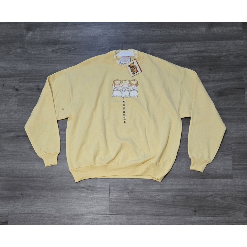 Morning Sun Hallmark‎ Angel Art Sweatshirt Size XL Yellow Vintage Granny NWT